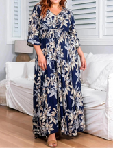 Kliss - Maxi A Line Buttoned Dress With Flute Sleeves In Navy